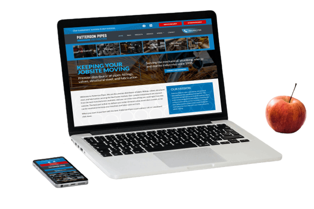 Business website displayed on a laptop